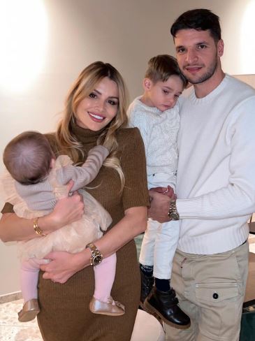 Alisa Milenkovic with her husband Berat Djimsiti and children